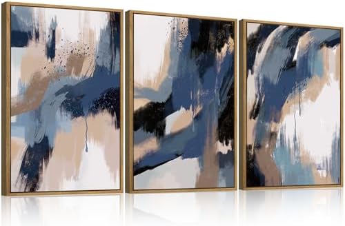 Extra Large Blue Neutral Wall Art Decor Modern Abstract Wall Painting Framed - Image 6