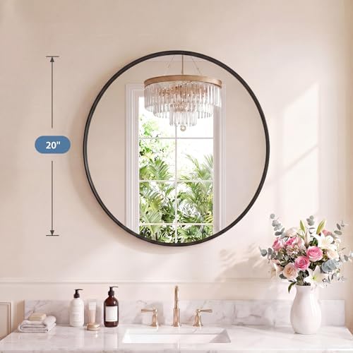 DUMOS Round Wall Mirror 20 Inch, Bathroom Wall Circle Mirror - Image 2