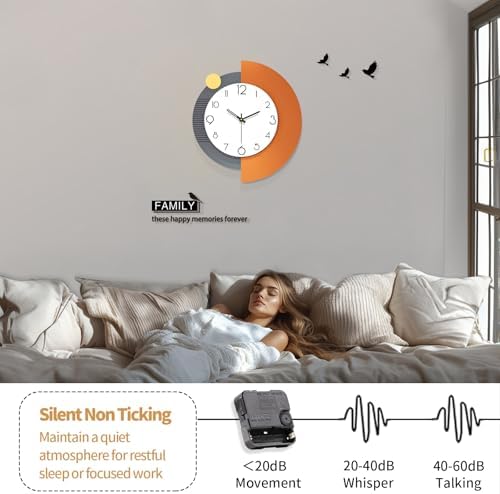 FLEBLE Decorative Wall Clock Silent Large Clock Battery Operated Home Decor - Image 5