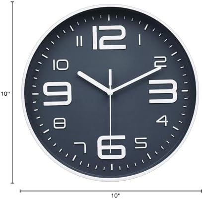 45Min 10 Inch 3D Number Dial Face Modern Wall Clock, Silent Non-Ticking Round - Image 6