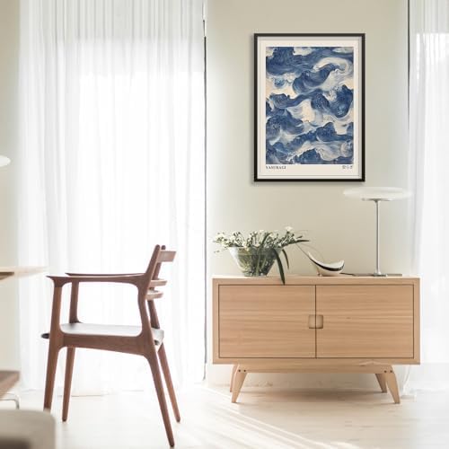 Japanese Blue Waves Wall Art Vintage Oriental Japandi Wabi Sabi Poster 12X16 - Image 5