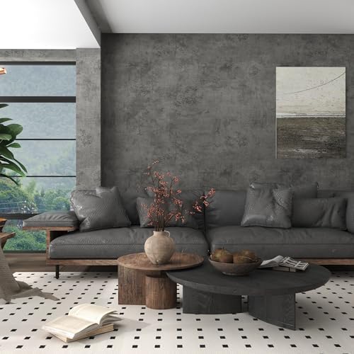 JSEVEM 48"×118" Dark Grey Concrete Contact Paper Self Adhesive Gray Faux Cement - Image 2