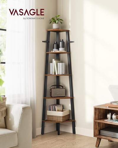 VASAGLE 5-Tier Corner Shelf Stand, Modern Ladder Shelf - Image 2