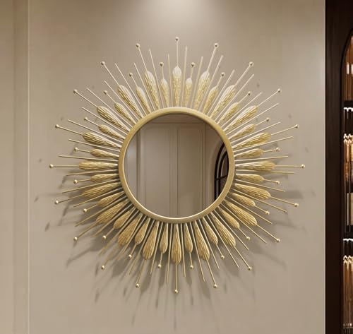 24" Sun Mirror Living Room Sunburst Gold Wall Mirror Flower Design - Image 2