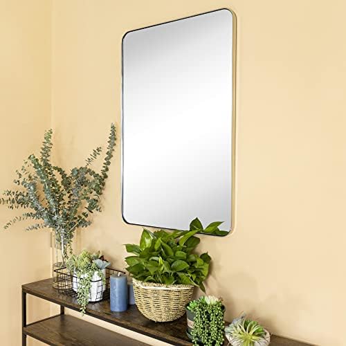 GRACTO 24x36'' Chrome Metal Framed Bathroom Mirror - Image 2