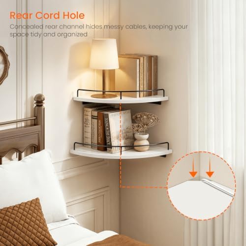 Homode Corner Wall Shelves, 3 Tier Wooden Corner Floating Shelves - Image 5