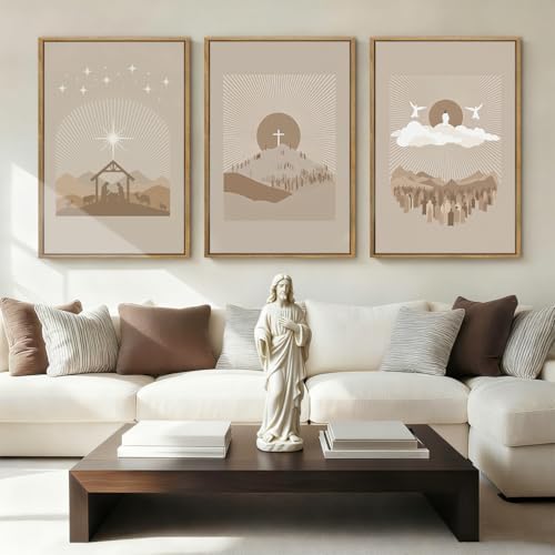 IARTTOP Jesus Christian God Framed Wall Art Large 16x24 Inch Nativity Religious by IARTTOP