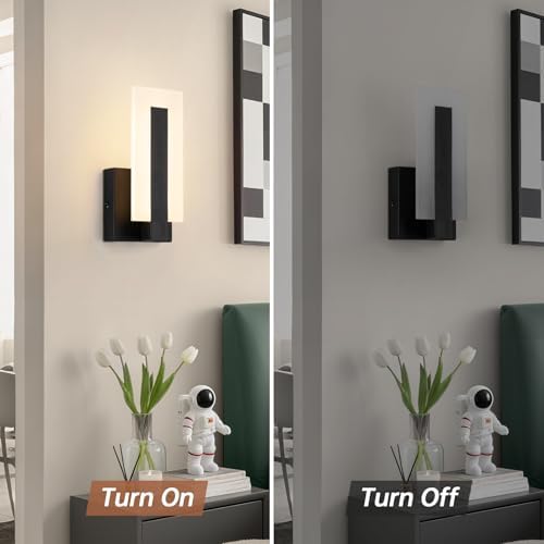 Modern LED Wall Sconces, 3000K Warm White Indoor Black Wall Light, 8W Acrylic - Image 5