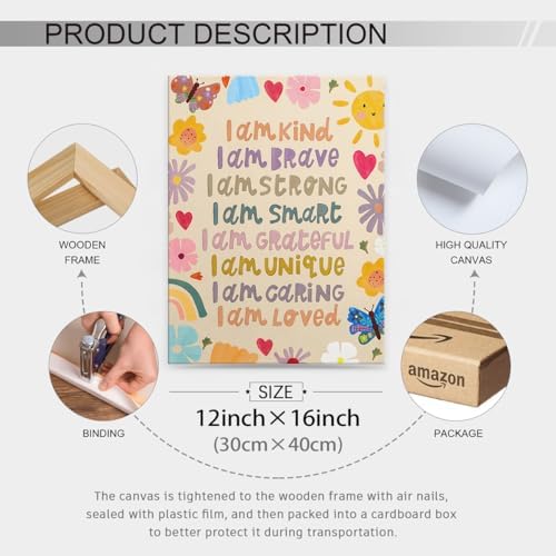 Kids Positive Quotes Wall Art Fashion Colorful Floral Affirmation Poster Cute - Image 2