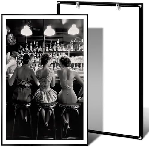 Vintage Black and White Posters Trendy Women Drink Cocktail Wall Art Funky - Image 2