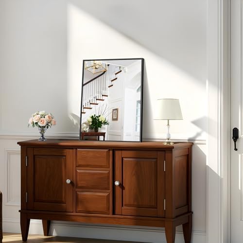 KOCUUY Black Rectangle Mirror 18"x24", Metal Framed Bathroom Mirror - Image 3
