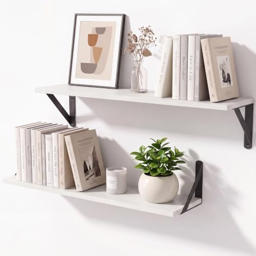 24x6 Inch White Shelves for Wall by Unknown