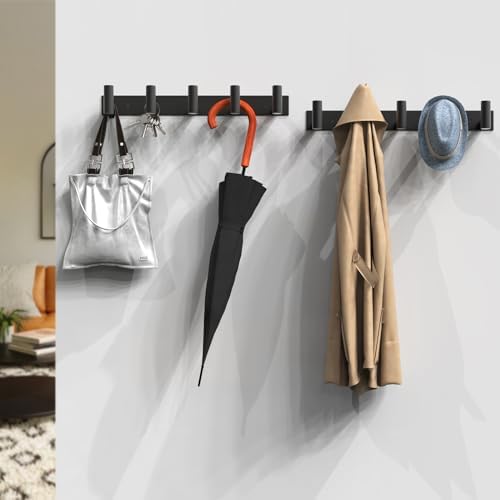 VAEHOLD Black Hat and Coat Wall Mount Rack 5 Hooks - Image 5