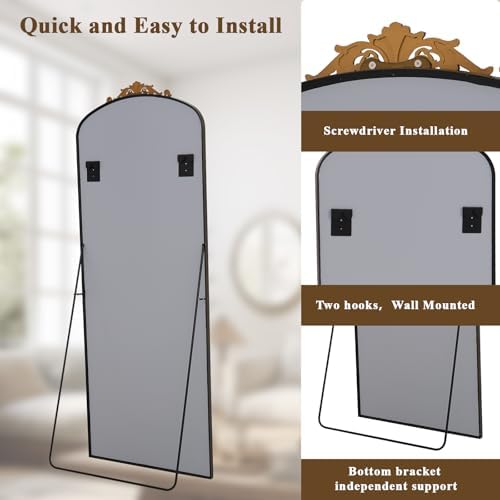BEAUTYPEAK 56" x 21" Baroque Arch Full-Length Mirror - Image 5
