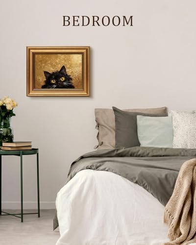 VIYYIEA Vintage Gold Framed Wall Art, Cute Fluffy Black Cat, 8x10 Inch - Image 4