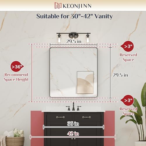 Keonjinn 30 x 30 Inch Black Bathroom Mirrors - Image 6