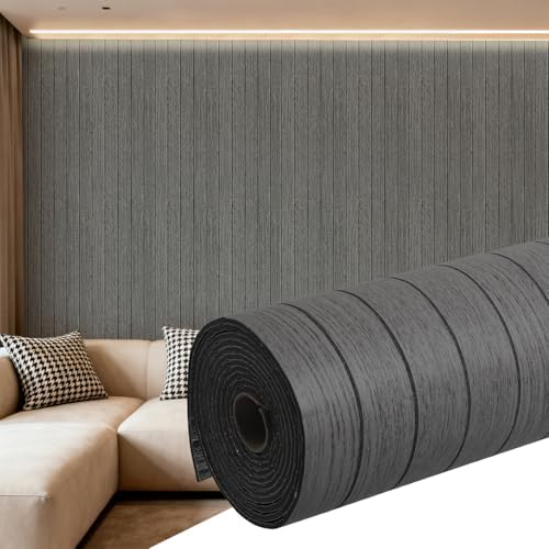 3D Wall Panel Peel and Stick, 15.7 x 118 in, Dark Gray by Unknown