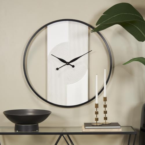 Deco 79 Wood Geometric Wall Clock, Clock 30" x 2" x 31" - Image 3