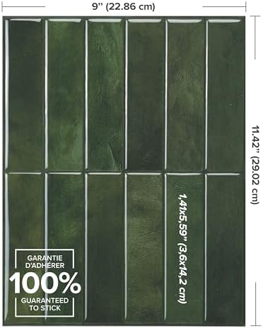 Smart Tiles Peel and Stick backsplash, Stacked Forest Green - Image 3