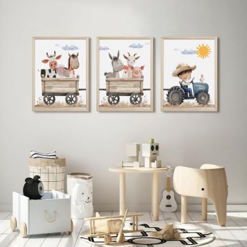 Farm Nursery Animal Wall Art Decor Baby Kids Room Poster Boy Tractor Prints - Image 6