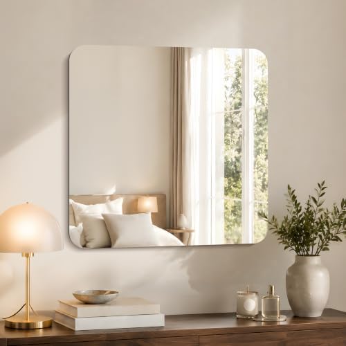CILIBER Frameless Mirror, 24x24 Square Bathroom Mirrors - Image 2