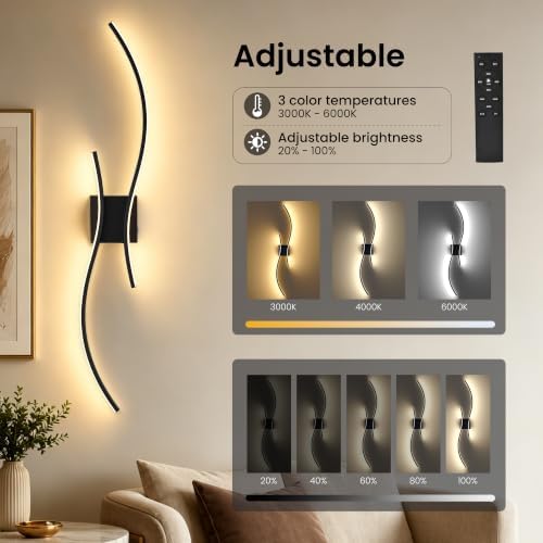 AUDERWIN 10000mAh Rechargeable Wall Lights, 31.5 Inch, 2 Packs - Image 4