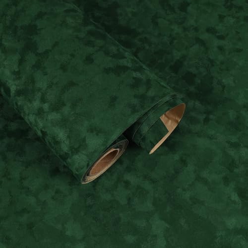 Green Mottled Velvet Liner Self Adhesive Velvet Flocked Contact Paper by FANCYEASY