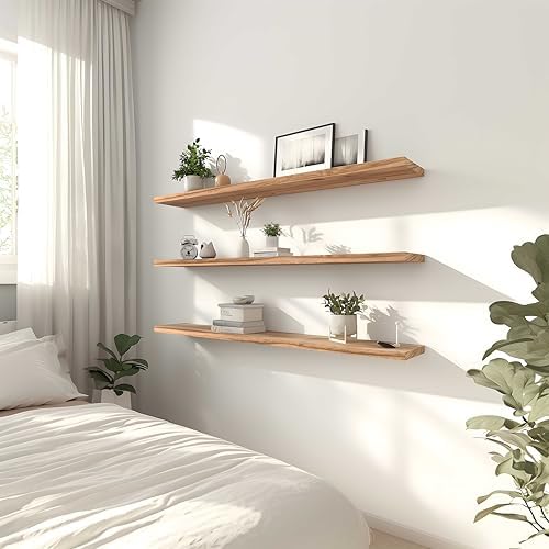 48 Inch Light Wood Floating Shelves - Image 6