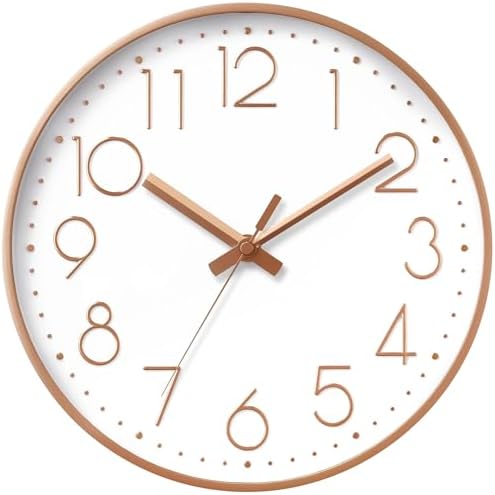 DAXSMY Wall Clock 12 Inch Rose Gold Decorative, Battery Operated Silent by DAXSMY