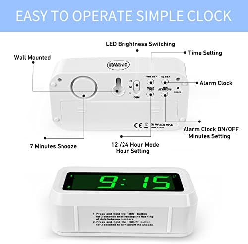 KWANWA 1.2 Inch Large Display Digital Alarm Clock - Image 3