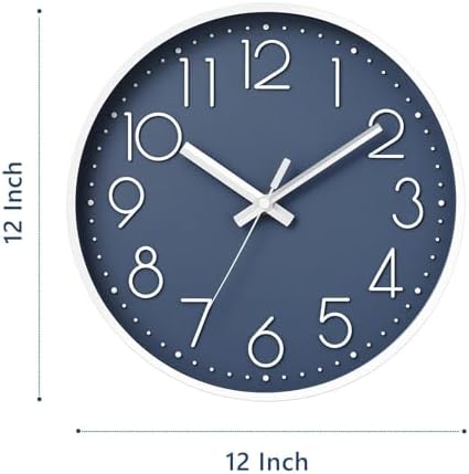 DAXSMY Wall Clock 12 Inch Azure Blue Decorative, Battery Operated Silent - Image 3