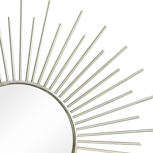 3 Pack Metal Mirrors for Wall Sunburst Wall Mirror Silver Wall Art Décor - Image 2