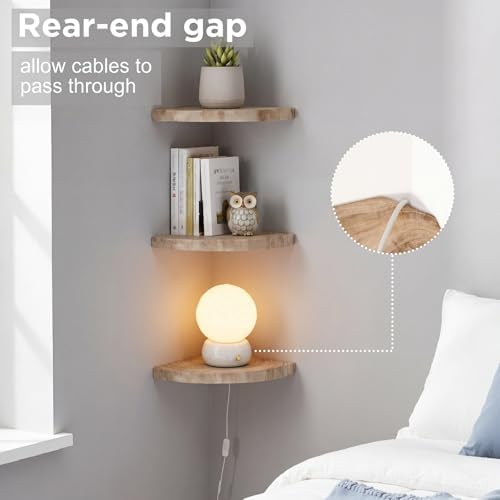 3 Pcs Corner Floating Shelves for Wall Solid Wood 7 Inch - Image 4
