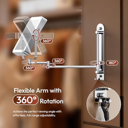 7“ Height Adjustable Wall Mounted Lighted Makeup Mirror - Image 4