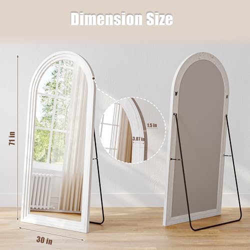30"x71" Full Length Mirror Solid Wood Frame, Arched Floor Mirror Full Length - Image 6