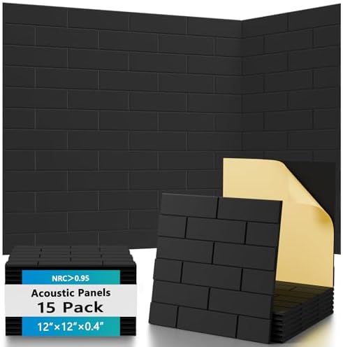 Clulutic15 Pack Acoustic Panels 12" x 12" x 0.4", Self Adhesive Sound Absorbing by CluluticAcousticPanels
