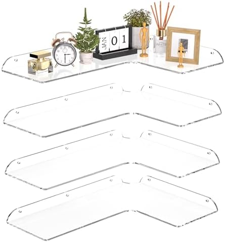 Sezanrpt 11.4x16 Inch Acrylic Corner Floating Shelf Set of 4, Security Cameras by Sezanrpt