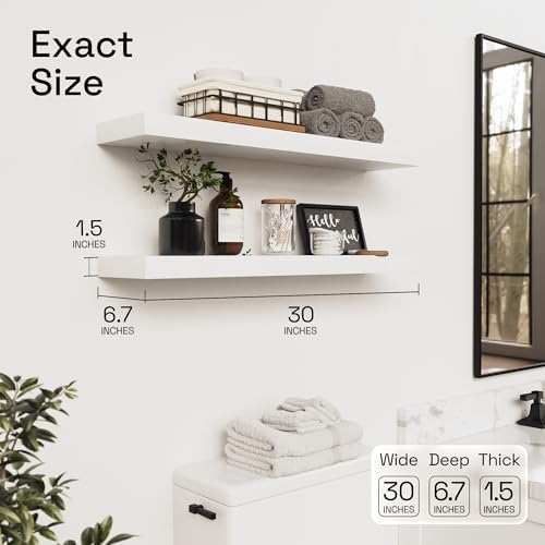 Solid Wood Floating Shelves for Wall 30 Inches Long - Image 3