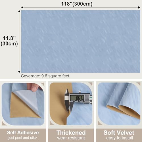 Light Blue Velvet Fabric Backing Paper Self Adhesive Soft Contact Paper - Image 7