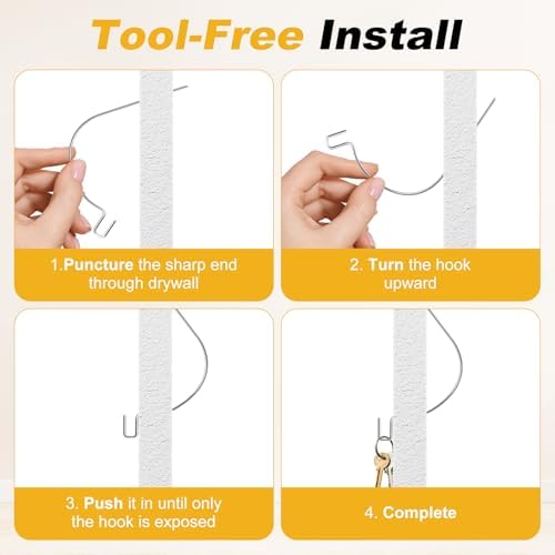 PinCute 50 PCS Picture Hangers, Picture Hanging Hooks Drywall Hooks - Image 3