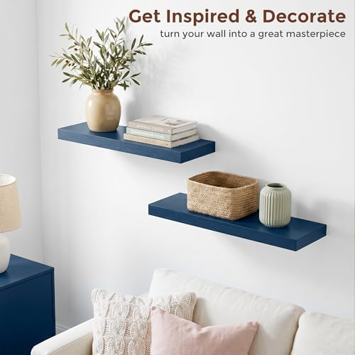 fuqing 20 Inch Floating Shelves, 6.7 Inch Deep Blue Wall Shelves Set of 2 - Image 6
