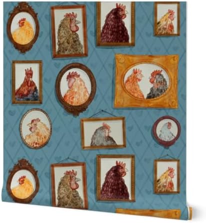 Spoonflower Chickens Farm Peel and Stick Removable Wallpaper by Spoonflower
