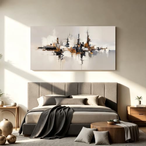 Grey Color Block Abstract Canvas Wall Art Decor - Image 3