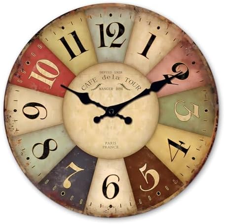 Farmhouse Wood Silent Wall Clocks Battery Operated 16 Inch by Constantplanet%E6%97%97%E8%88%B0%E5%BA%97