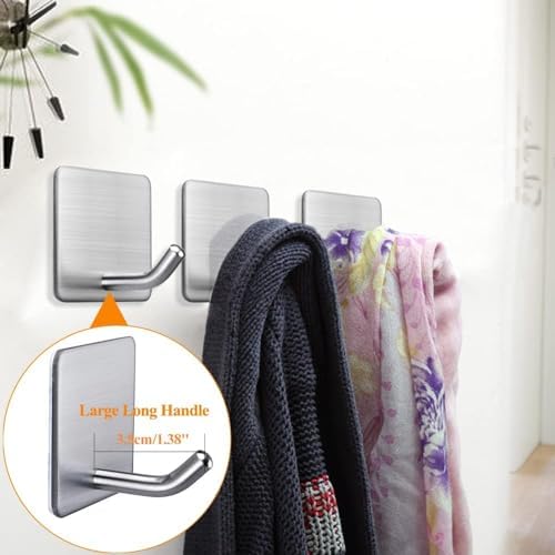 FOTYRIG Adhesive Towel Hooks 15lbs No Drill Wall Hooks Stick on Wall Hangers - Image 4