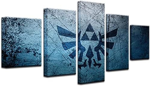 HAOSHUNDA Zelda Triforce Poster Home Decor Wall Art 5 Panel Canvas Print Wall by Unknown