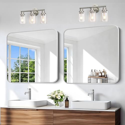 Silver Bathroom Mirror, 36 x 36 Inch Square Mirrors - Image 3