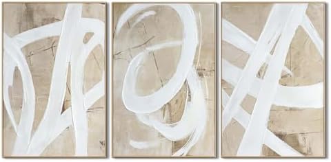 Zessonic Neutral Abstract White Brown Pastel Textured Wall Art by Zessoinc
