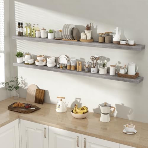 Acovy 72 Inch Floating Shelves for Wall 2 Pack, Wall Mounted Floating Shelf - Image 2