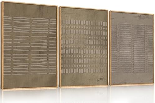 Aryroi Large Abstract Brown Beige Framed Canvas Wall Art Set- 16"x24"x3 - Image 5